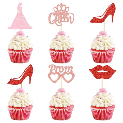 Ercadio 30 Stück Abschlussball-Cupcake-Topper, Abschlussball-Dekorationen für Party 2024, Abschlussball, Königin, Abschlussfeier, Kuchen 2024, Abschlussfeier, Abschlussfeier von Ercadio