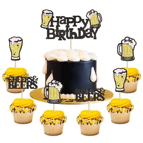 Ercadio Cupcake-Topper für Bierpartys, Prost und Bier, Happy Birthday, Dekoration für Bierfässer, Kuchendekoration, Gastgeschenk für Sommer, Familienfeier, Dekoration, Zubehör, 25 Stück Ercadio Cupcake-Topper für Bierpartys, Prost und Bier, Happy Birthday, Dekoration für Bierfässer, Kuchendekoration, Gastgeschenk für Sommer, Familienfeier, Dekoration, Zubehör, 25 Stück von Ercadio