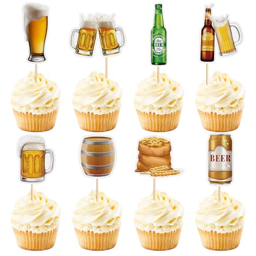 Ercadio Cupcake-Topper für Bierpartys, Prost und Bier, Happy Birthday, Dekoration für Bierfässer, Kuchendekoration, Gastgeschenk für Sommer, Familienfeier, Dekoration, Zubehör, 32 Stück Ercadio Cupcake-Topper für Bierpartys, Prost und Bier, Happy Birthday, Dekoration für Bierfässer, Kuchendekoration, Gastgeschenk für Sommer, Familienfeier, Dekoration, Zubehör, 32 Stück von Ercadio