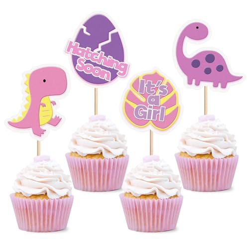 Ercadio Dinosaurier-Cupcake-Aufsätze, rosa Dino-Eier, schlüpfen bald "It's a Girl", Kuchendekorationen für Dinosaurier-Thema, Babyparty, Kindergeburtstag, Party, Kuchenzubehör, 28 Stück Ercadio Dinosaurier-Cupcake-Aufsätze, rosa Dino-Eier, schlüpfen bald "It's a Girl", Kuchendekorationen für Dinosaurier-Thema, Babyparty, Kindergeburtstag, Party, Kuchenzubehör, 28 Stück von Ercadio