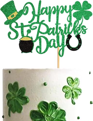 Ercadio Kuchendekoration "Happy St. Patrick's Day", mit vierblättrigem grünem Hut für St. Patrick's Day, Geburtstag, Babyparty, Party, Kuchendekoration, 1 Stück Ercadio Kuchendekoration "Happy St. Patrick's Day", mit vierblättrigem grünem Hut für St. Patrick's Day, Geburtstag, Babyparty, Party, Kuchendekoration, 1 Stück von Ercadio
