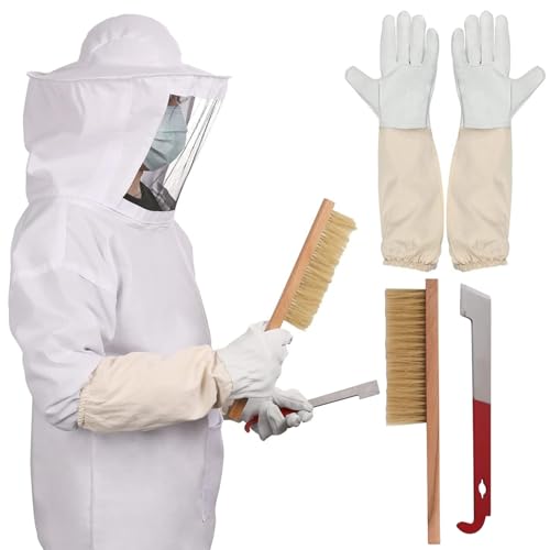 Bienenzuchtanzug, Bienenanzug beinhaltet eine atmungsaktive Bienenjacke mit abnehmbarem Schleierhut, Handschuhen, Pinsel und Messer für Männer und Frauenjacke Bienenzuchtanzug, Bienenanzug beinhaltet eine atmungsaktive Bienenjacke mit abnehmbarem Schleierhut, Handschuhen, Pinsel und Messer für Männer und Frauenjacke von Ercoiong