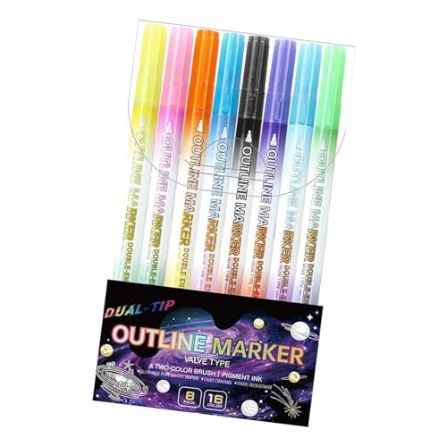 Erconsso Outline Marker Pens,8 Stück Malstifte - Doppelseitige Zeichenmarker Für Erwachsene Kinder Kalender Planung Dokumente Markieren Grußkarten Geburtstagskarten Erconsso Outline Marker Pens,8 Stück Malstifte - Doppelseitige Zeichenmarker Für Erwachsene Kinder Kalender Planung Dokumente Markieren Grußkarten Geburtstagskarten von Erconsso