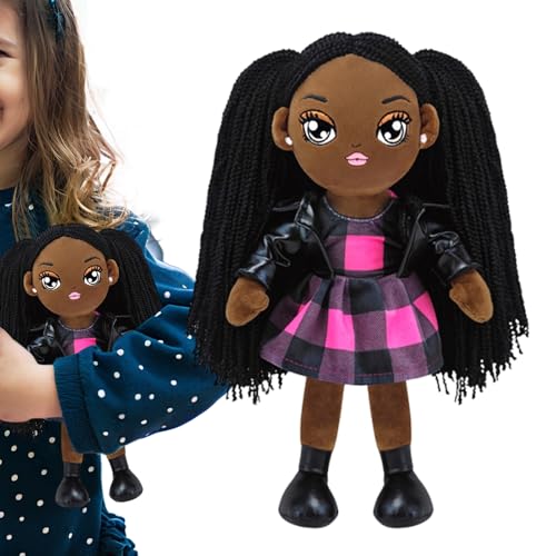 Erconsso Schwarze Puppen Für Mädchen,Schwarze Baby Stoffpuppen Mit Kleidung | Pädagogisches Spielzeug Für Vorschulkinder Rollenspiel Reise Schlaf- Und Kinderzimmer Schlafen von Erconsso