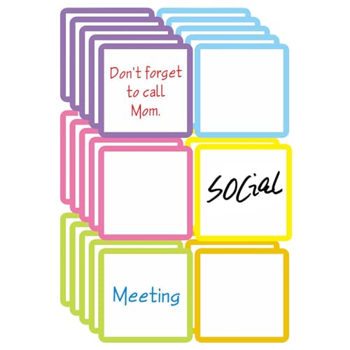Trocken abwischbare Magnete, magnetische Haftnotizen, 30 x wiederverwendbare Whiteboard-Magnet-Etiketten, bunte Magnetstreifen, Nachrichten-Notizblock für Kühlschränke, Schließfächer, Schule von Erconsso