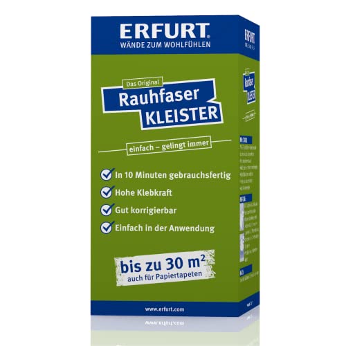 Kleister Rauhfaser Tapetenkleister Rauhfasertapete Papiertapete 200g Pulverkleister transparent für 30m² ca 3 Rollen von Erfurt