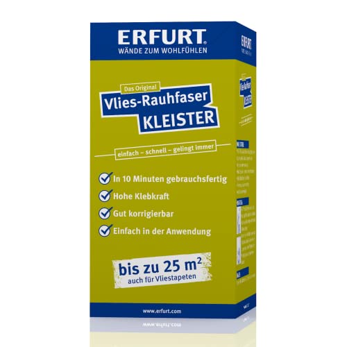 Kleister Vlies Rauhfaser Tapetenkleister Vliestapete Rauhfasertapete 200g Pulverkleister transparent für 25m² ca 3 Rollen von Erfurt