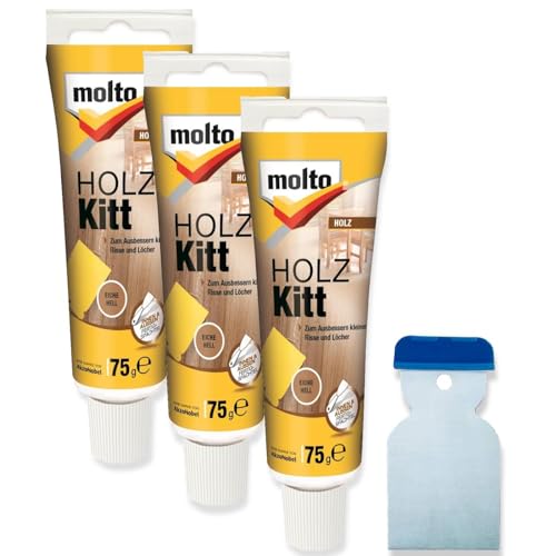 3x Molto Holzkitt 75 g Set Reparaturspachtel (Eiche Hell) von Erhard-Trading