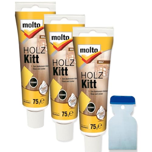 3x Molto Holzkitt 75 g Set Reparaturspachtel (Schwarz) von Erhard-Trading