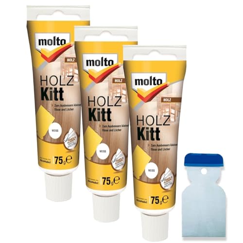 3x Molto Holzkitt 75 g Set Reparaturspachtel (Weiß) von Erhard-Trading