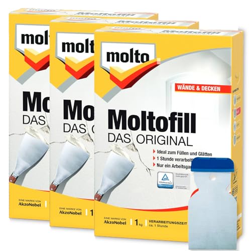 3x Molto Reparaturspachtel Moltofill Innen Weiß 1 kg mit Spachtel von Erhard-Trading