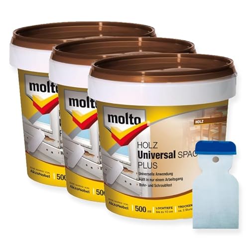 3x Molto Universal Holzspachtel Weiß 500 ml mit Spachtel von Erhard-Trading