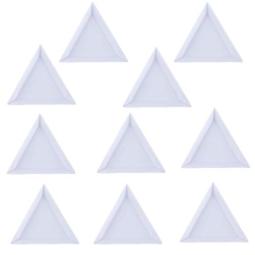 10pcs Plastic Triangle Rhinestones Beads Crystal Nail Art Sorting Trays White von Ericetion