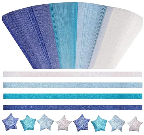 Ericetion 520 Blatt Origami Stern Papier Streifen Glitter Glücksstern Faltpapier Farbverlauf für Glücksstern Dekoration Faltpapier für Kunst, Handwerk, DIY von Ericetion
