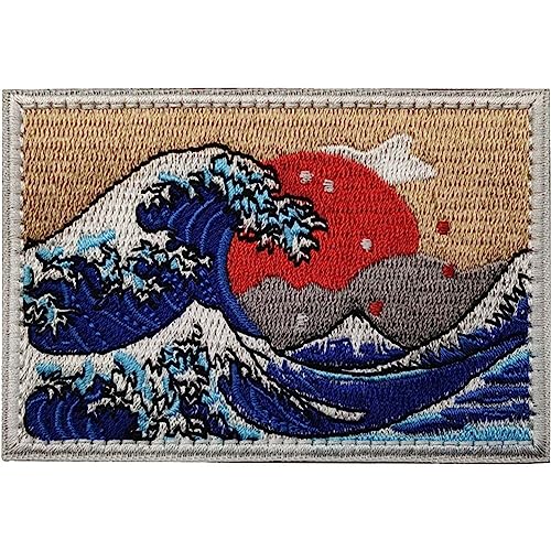 Ericetion Bestickte Die große Welle vor Kanagawa Japan Patch Militärabzeichen Morale für Rucksack von Ericetion