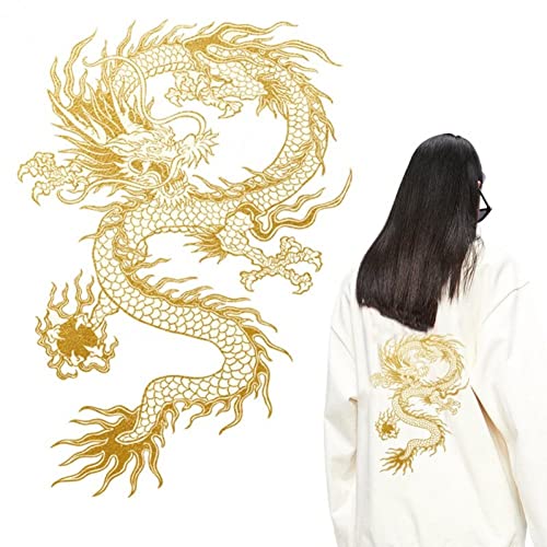 Gold Dragon Patch Gestickte Applique Patch Chinese Dragon Sew on oder Iron on Patches für Diy Chinese Dragon Kostüm, Jacken, Kleidung, Taschen Ericetion von Ericetion
