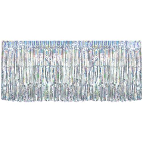 Schillernder Tischrock Aus Kunststoff, Fransen-lametta-tischrock Aus Metallfolie Für Rechteckige Tische, Regenbogen-tischrock, Schillernde Partydekorationen Für Geburtstag, Hochzeit, 29 X 108 Zoll Schillernder Tischrock Aus Kunststoff, Fransen-lametta-tischrock Aus Metallfolie Für Rechteckige Tische, Regenbogen-tischrock, Schillernde Partydekorationen Für Geburtstag, Hochzeit, 29 X 108 Zoll von Ericetion