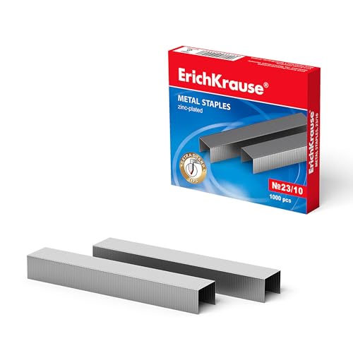 ErichKrause Heftklammern No 23/10 Verzinkt 1000 Stück - Extra scharfe & starke Klammern mit Verleimung - Rostfreie Tackerklammern aus Metall für Büro Schule Hobby ErichKrause Heftklammern No 23/10 Verzinkt 1000 Stück - Extra scharfe & starke Klammern mit Verleimung - Rostfreie Tackerklammern aus Metall für Büro Schule Hobby von Erich Krause