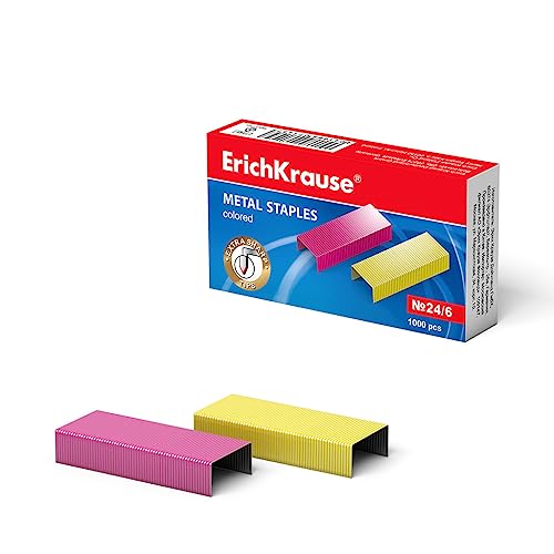 Heftklammern No 24/6 Rosa Gelb 1000 Stück - Extra scharfe & starke Klammern mit Verleimung - Rostfreie Tackerklammern aus Metall für Büro Schule Hobby Heftklammern No 24/6 Rosa Gelb 1000 Stück - Extra scharfe & starke Klammern mit Verleimung - Rostfreie Tackerklammern aus Metall für Büro Schule Hobby von Erich Krause