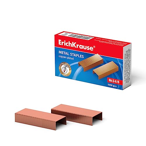 Heftklammern No 24/6 Verkupfert 1000 Stück - Extra scharfe & starke Klammern mit Verleimung - Rostfreie Tackerklammern aus Metall für Büro Schule Hobby Heftklammern No 24/6 Verkupfert 1000 Stück - Extra scharfe & starke Klammern mit Verleimung - Rostfreie Tackerklammern aus Metall für Büro Schule Hobby von Erich Krause