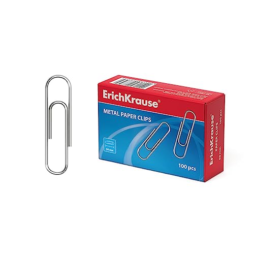 Büroklammern 50mm 100 Stück - rostfrei & kratzfrei - verzinkte Metall Papierklammern - extra starke große Metallklammern Briefklammern für Büro Silber von Erich Krause