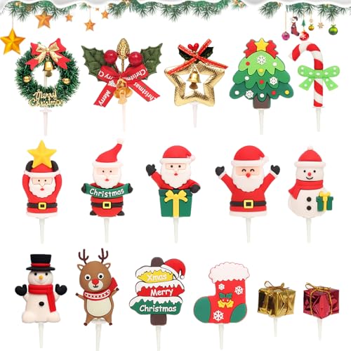 16 Stück Weihnachten Cake Toppers Cupcake Toppers, Weihnachten Tortendeko Weihnachtskranz Santa Claus Schneemann Rentier Weihnachtsbaum Kuchendekoration für Weihnachtsfeier Deko 16 Stück Weihnachten Cake Toppers Cupcake Toppers, Weihnachten Tortendeko Weihnachtskranz Santa Claus Schneemann Rentier Weihnachtsbaum Kuchendekoration für Weihnachtsfeier Deko von Ericrise