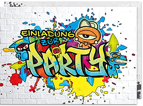 Erik Anderson 15 x Einladungskarten Kindergeburtstag (A6) - Graffiti Partyeinladungen zum Kinder Geburtstag für Jungen, Mädchen, Jugendliche & Teenager - Einladungen zur Geburtstagsfeier von Erik Anderson