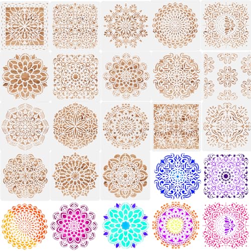 15 x15 cm Mandala Schablone Set, 18 Stück Mandala Malschablonen Wiederverwendbare Laserschnitt Schablonen, Schablonen Wandgestaltung, für DIY Handwerk Malen auf Holz, Stein, Stoffen Metall Möbeln 15 x15 cm Mandala Schablone Set, 18 Stück Mandala Malschablonen Wiederverwendbare Laserschnitt Schablonen, Schablonen Wandgestaltung, für DIY Handwerk Malen auf Holz, Stein, Stoffen Metall Möbeln von Erioscar