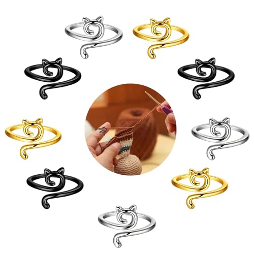 9 Stück Häkelring, Verstellbare Haken Strick, Häkelschlaufe Zubehör, Crochet Strickfingerhut Fadenführer Ring Fingerhalter DIY Strickhandwerk Katzenohren 9 Stück Häkelring, Verstellbare Haken Strick, Häkelschlaufe Zubehör, Crochet Strickfingerhut Fadenführer Ring Fingerhalter DIY Strickhandwerk Katzenohren von Erioscar