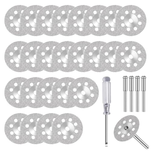 Diamant Trennscheiben Set, 25 Stück, 22mm, mit 4 Dorne 3mm, für Dremel Rotationswerkzeug, Metall/Stein/Glas Diamant Trennscheiben Set, 25 Stück, 22mm, mit 4 Dorne 3mm, für Dremel Rotationswerkzeug, Metall/Stein/Glas von Erioscar