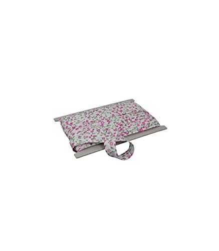 10 Meter Baumwoll - Schrägband/Einfassband Nahtband 100% Baumwolle Schrägbänder 18mm gefalzt (weiß/Blüten (161)) von Erlif
