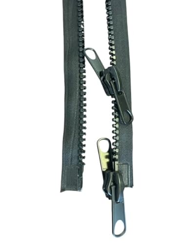 2 Wege Reißverschluss Doppel - Beidseitig für Zelte Planen Persenning (schwarz, 180cm) von Erlif