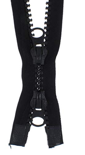 2-Wege Reißverschluss GROB Kunststoff - Plastik teilbar 2PZG_322 (schwarz, 108cm) von Erlif