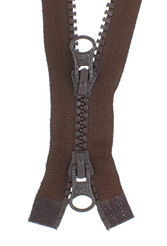 2 Wege Reißverschluss Kunststoff Zähne Reißverschlüsse mit 2 Zippern 5mm trennbar (Schokobraun - 303, 70cm) von Erlif