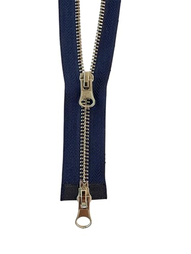 2 Wege Reißverschluss Metall Silber teilbar 2MS__330 (dunkelblau, 58cm) von Erlif