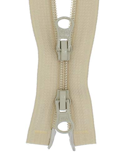 Erlif 2 Wege Reißverschluss Kunststoff Spiral Reißverschlüsse mit 2 Zippern 5mm Nylon trennbar (Hellbeige - 307, 60cm) von Erlif
