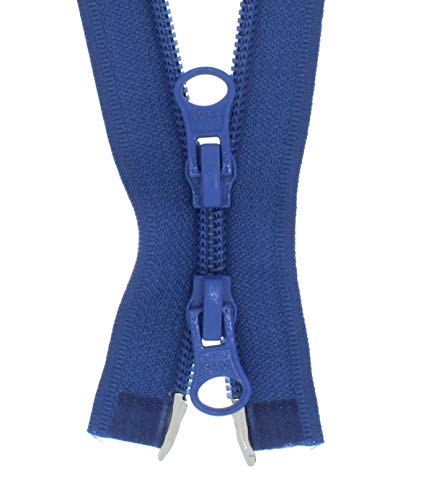Erlif 2 Wege Reißverschluss Kunststoff Spiral Reißverschlüsse mit 2 Zippern 5mm Nylon trennbar (Jeansblau - 218, 45cm) von Erlif