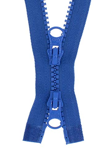Erlif 2 Wege Reißverschluss Kunststoff Zähne Reißverschlüsse mit 2 Zippern 5mm trennbar (Jeansblau - 218, 65cm) von Erlif