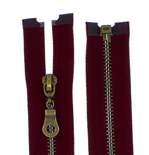 Erlif Metall-Reißverschluss Metall teilbar 5mm (weinrot, 50cm) von Erlif