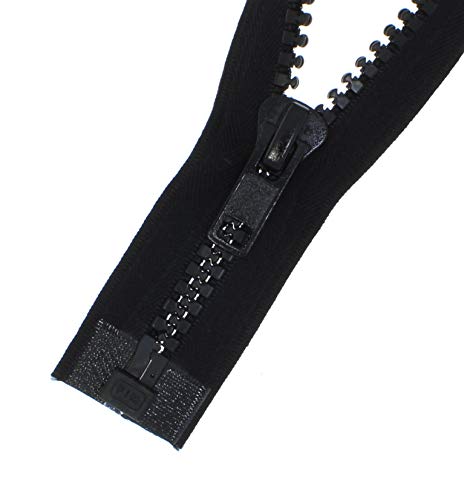Erlif Reißverschluss in Schwarz Kunststoff oder Metall teilbar oder 2 Wege teilbar 5mm oder 8mm (Zähne(8mm) - teilbar, 72cm) von Erlif