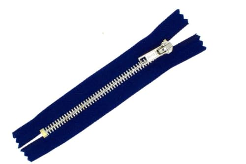 Jeans-Reißverschlüsse Silber-Nickel in verschiedenen Längen und Farben (dunkelblau - 330, 14 cm) von Erlif