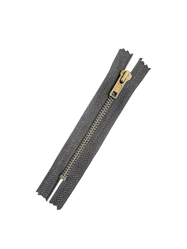 Jeans Reißverschluss Brüniert/Altmessing-Metall Reißverschlüsse 5mm (schwarz, 7cm) von Erlif