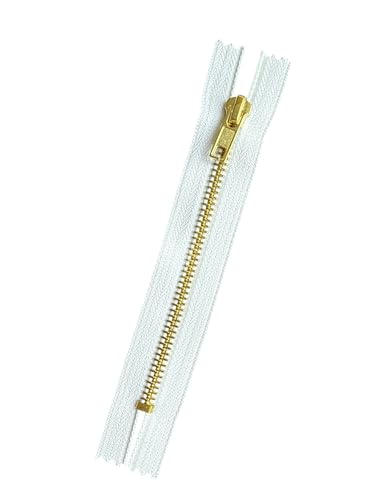Jeans Reißverschluss Gold-Metall Reißverschlüsse 5mm (weiß, 8cm) von Erlif