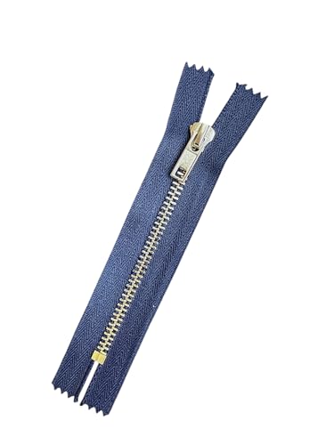 Jeans Reißverschluss Silber-Glanz-Metall Reißverschlüsse 5mm (dunkelblau, 15cm) von Erlif
