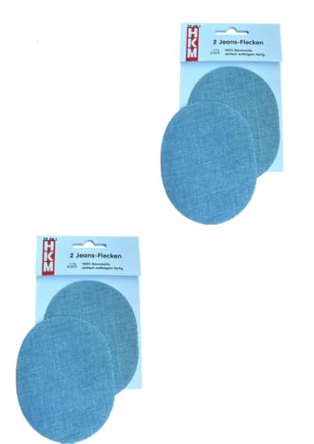 Jeansflicken Jeans-Flecken Bügel-Flicken zum Aufbügeln (hellblau, 2 Paar bzw. 4 Jeans-Flicken) von Erlif