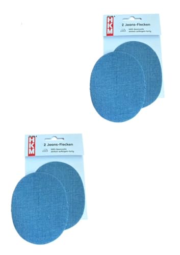 Jeansflicken Jeans-Flecken Bügel-Flicken zum Aufbügeln (jeansblau, 2 Paar bzw. 4 Jeans-Flicken) von Erlif