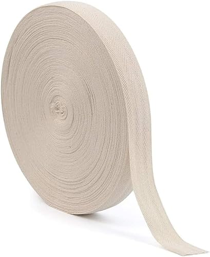 Köperband gerades Band Nahtband Baumwolle Bänder (natur - 20 Meter, 20mm Breite) von Erlif