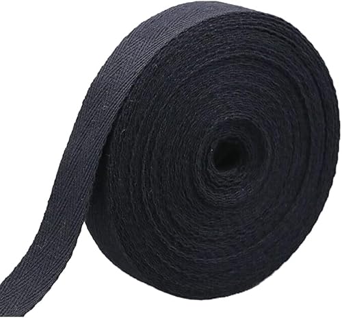 Köperband gerades Band Nahtband Baumwolle Bänder (schwarz - 10 Meter, 25mm Breite) von Erlif