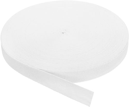 Köperband gerades Band Nahtband Baumwolle Bänder (weiß - 10 Meter, 25mm Breite) von Erlif