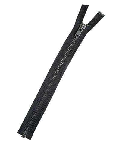 Metall - Reißverschluss GROB 8mm Brüniert/Altmessing Reißverschlüsse teilbar MBG_322 (schwarz, 105cm) von Erlif